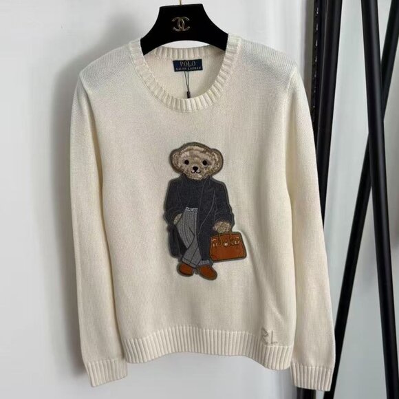 Polo Ralph Lauren Sweaters - Polo by Ralph Lauren White Sweater with Bear Motif